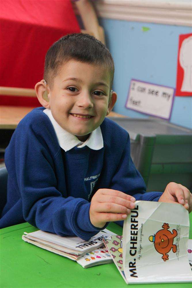 Oliver Smith on his first day at school