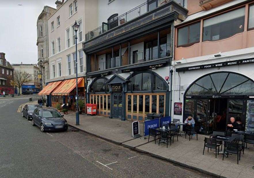The brawl took place outside the Clique Bar on Ramsgate seafront. Picture: Google Street View