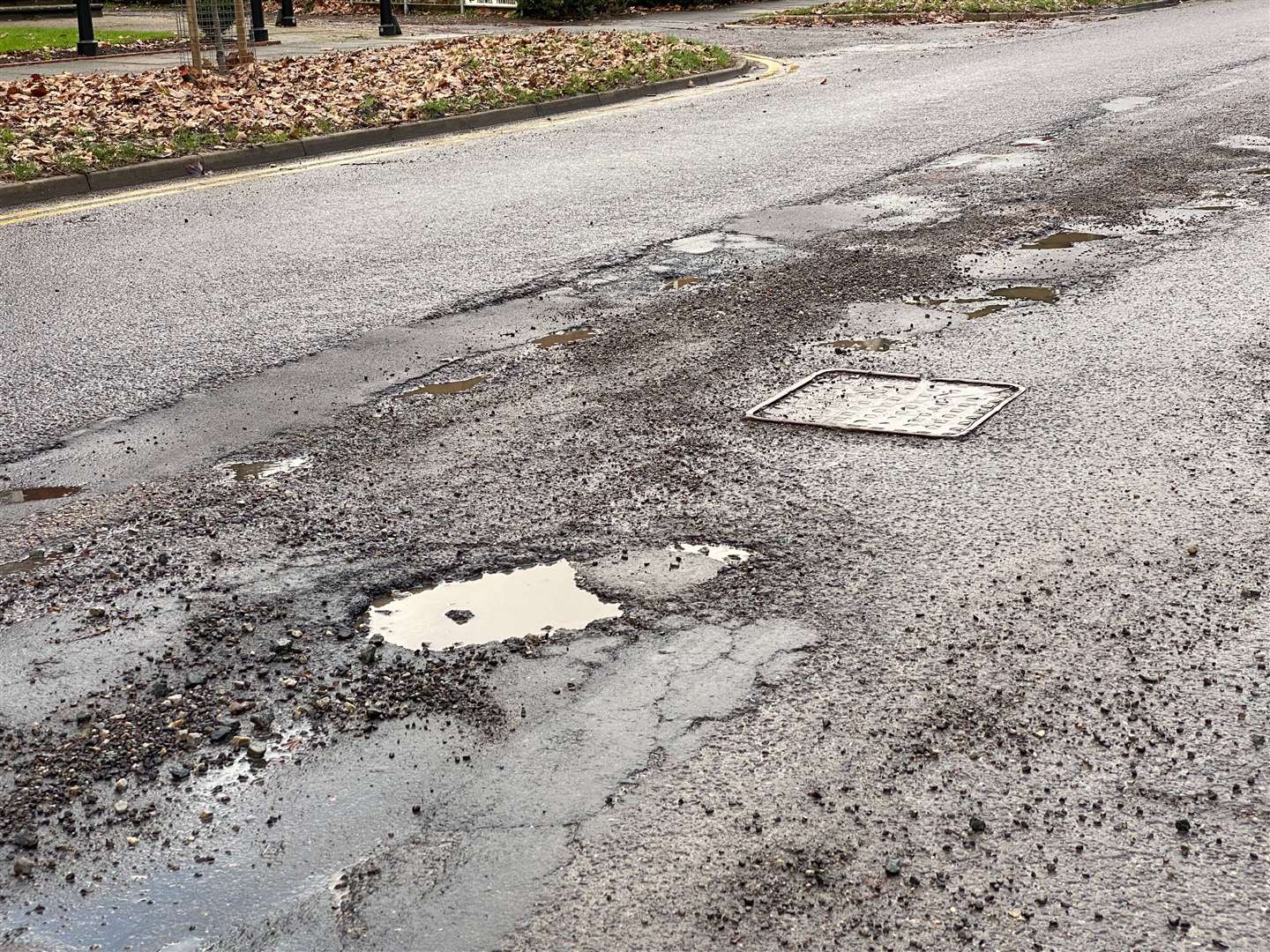 The potholes are filling up with water. Photo: Sue Ferguson