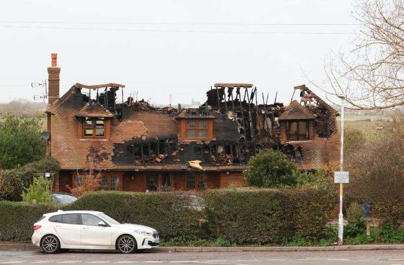 The aftermath of the devastating fire at a house in Minster, on the Isle of Sheppey. Pic: UKNIP