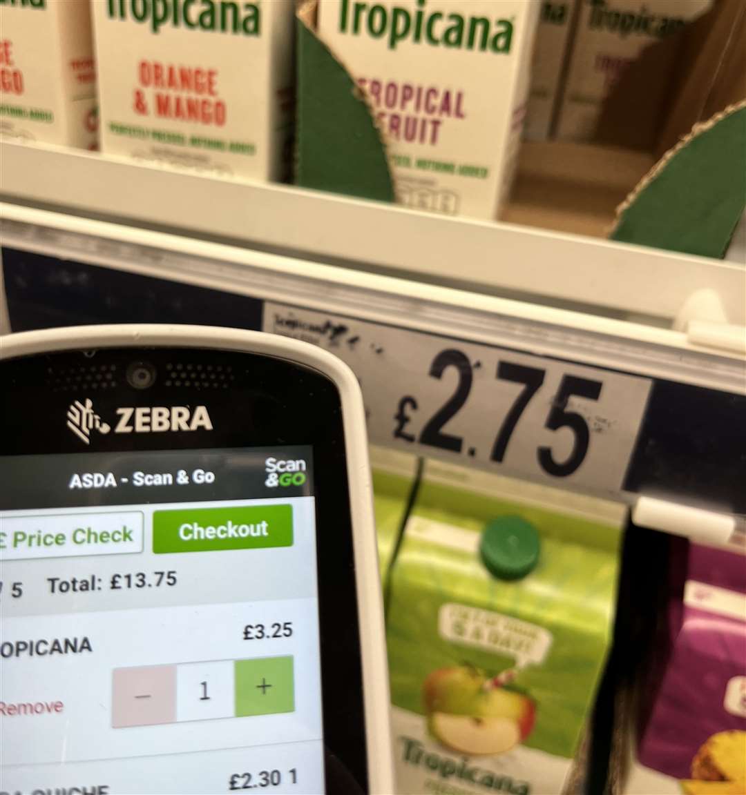 Our reporter scanned 10 items in Strood Asda, with a Tropicana drink the only discrepancy