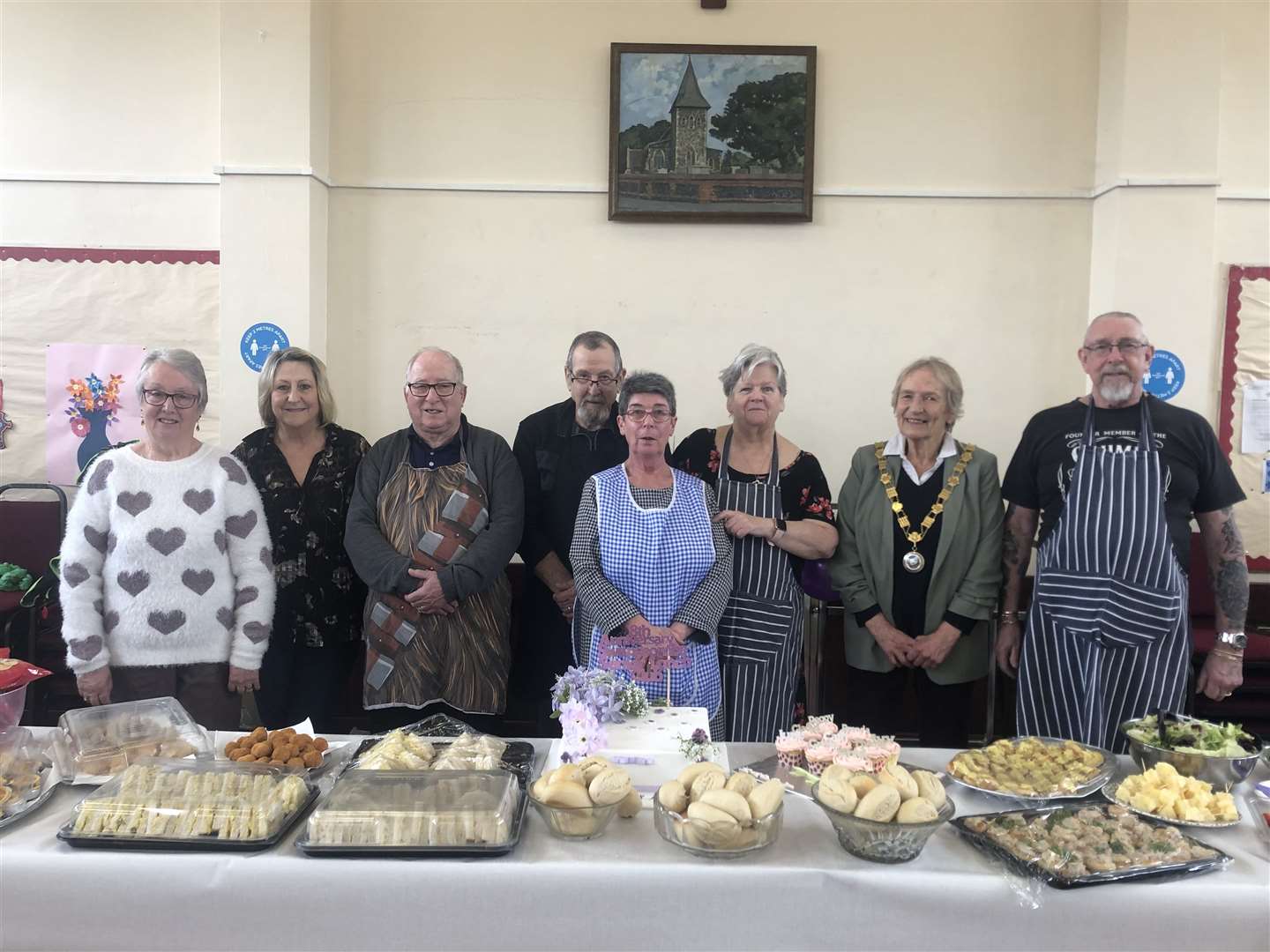 Volunteers of the Swanscombe Senior Lunch Club have celebrated the eighth anniversary. Third from the right: Group runner Karen Milton, 64