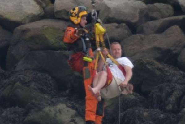 One of two men lifted from the boat. Pic: Michael McLaughlin