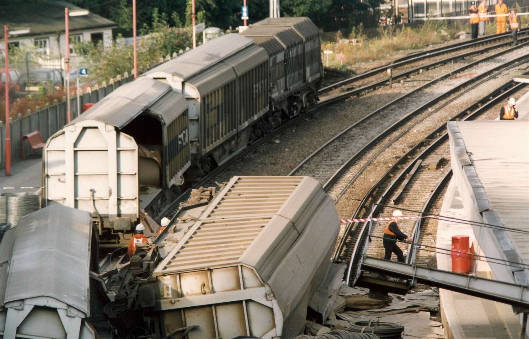 The aftermath of the Maidstone East train crash in 1993