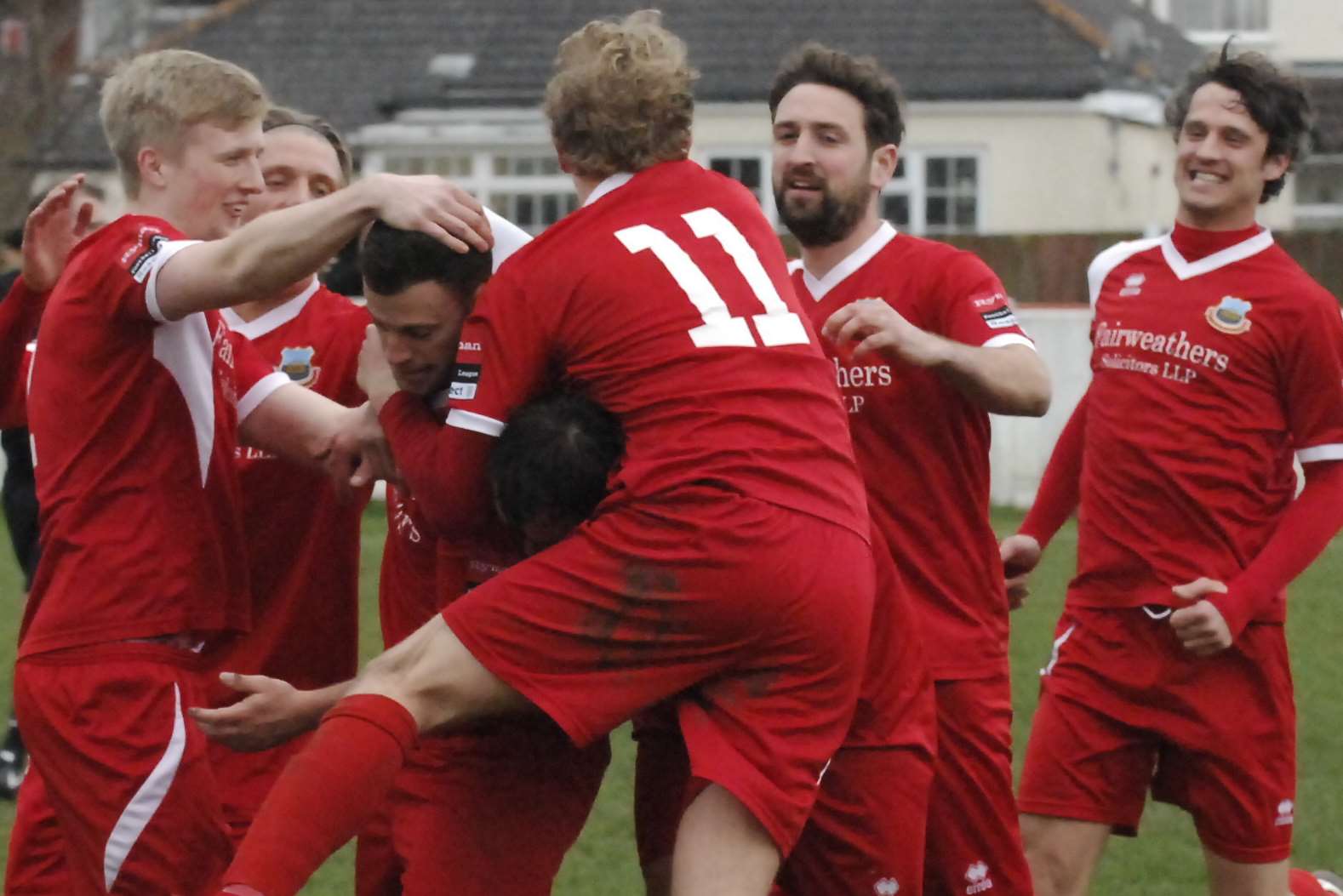 Whitstable celebrate Michael Yianni's opening goal during Saturday's win over Chipstead. Picture: Chris Davey