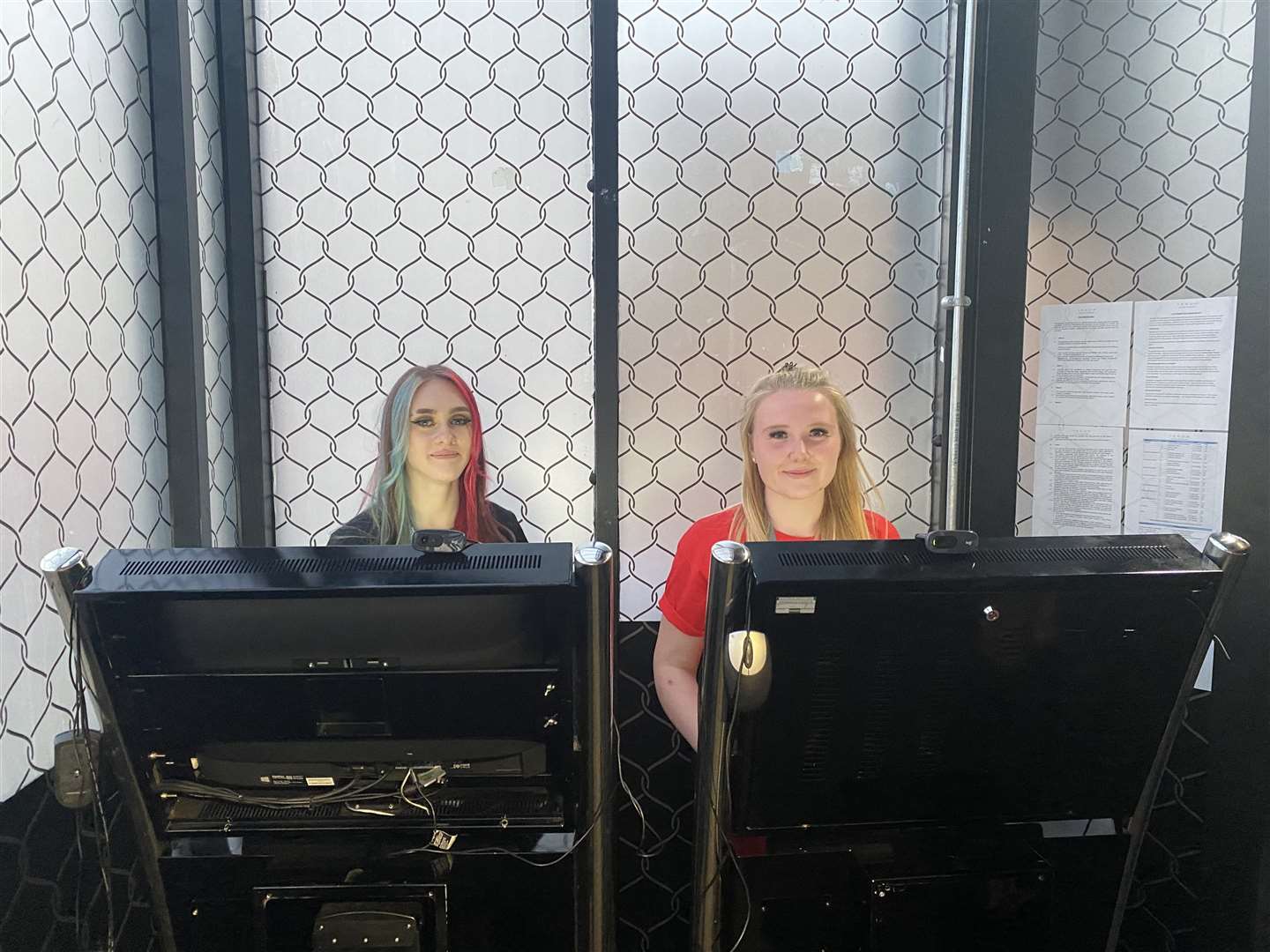 Summer Mitchell and Katrina Fordham checking ID's at ATIK Dartford