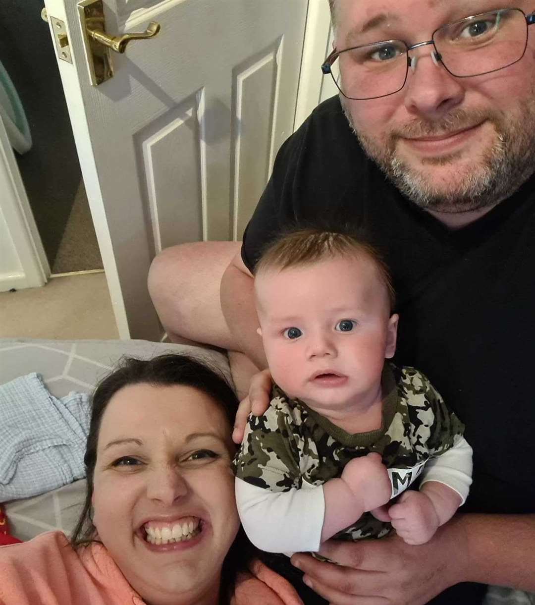 Baby Oliver Steeper with mum Zoe and dad Lewis