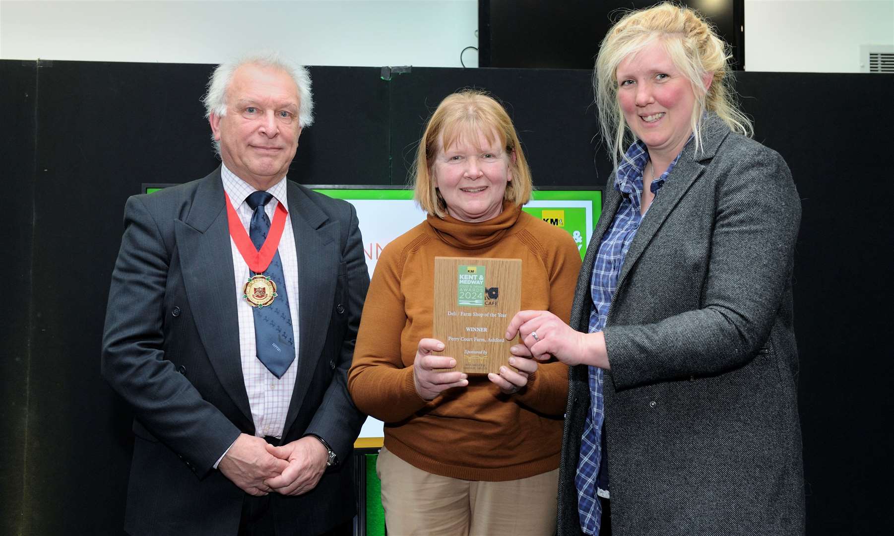 Heidi and Jessica Fermer accepted the award for Deli / Farm Shop of the Year. Perry Court Farm has been owned by the Fermor family since the 1950s and, today, it grows and sells apples, pears, cherries, potatoes and asparagus. Picture: Simon Hildrew