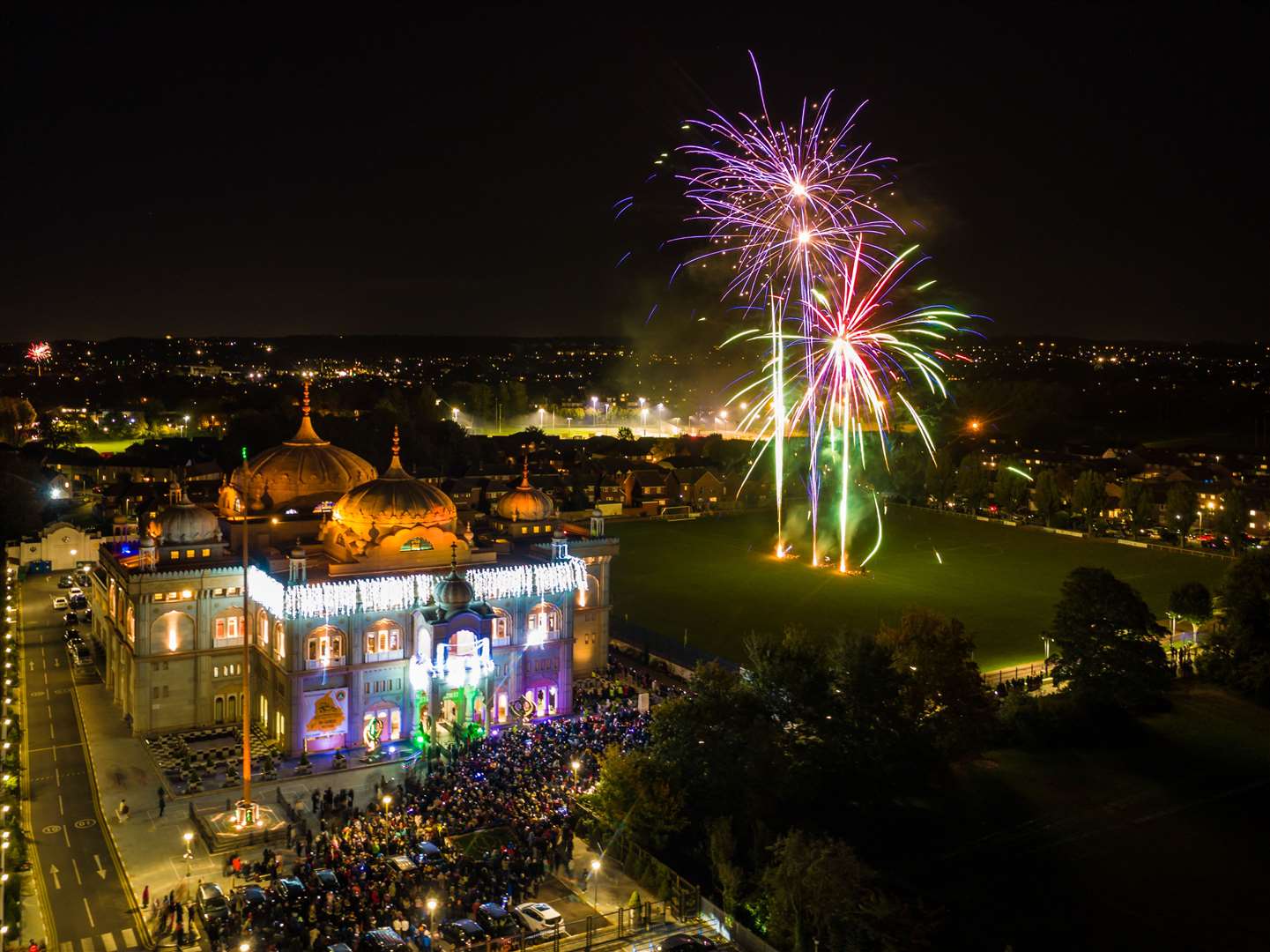 Fireworks to mark Diwali over the Gurdwara in Gravesend on November 4. Picture: Mark Dillen/Skyshark Media
