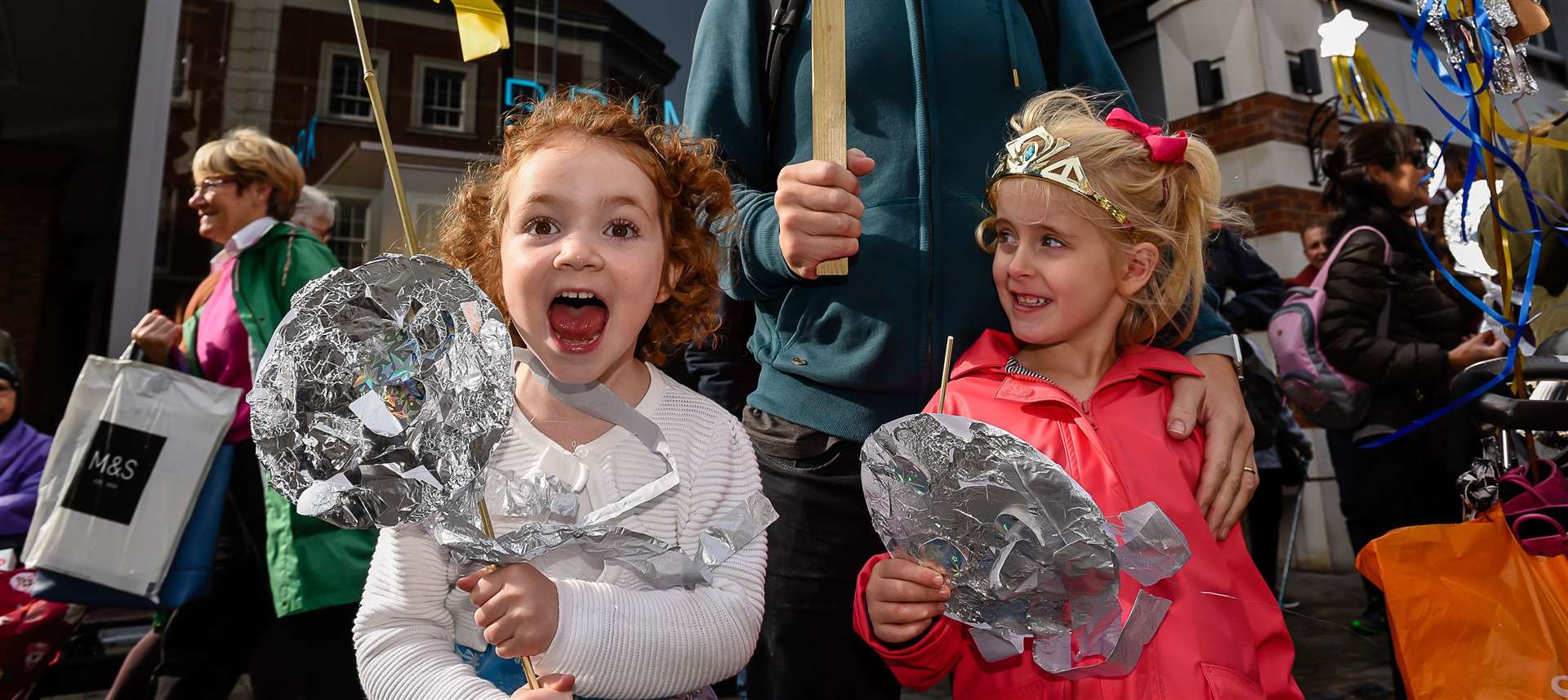 There was excitement at the start of the Canterbury Festival as children took part in the parade. Pictured: Anna Watson and Charlotte Bailey from St Stephen's Infant School