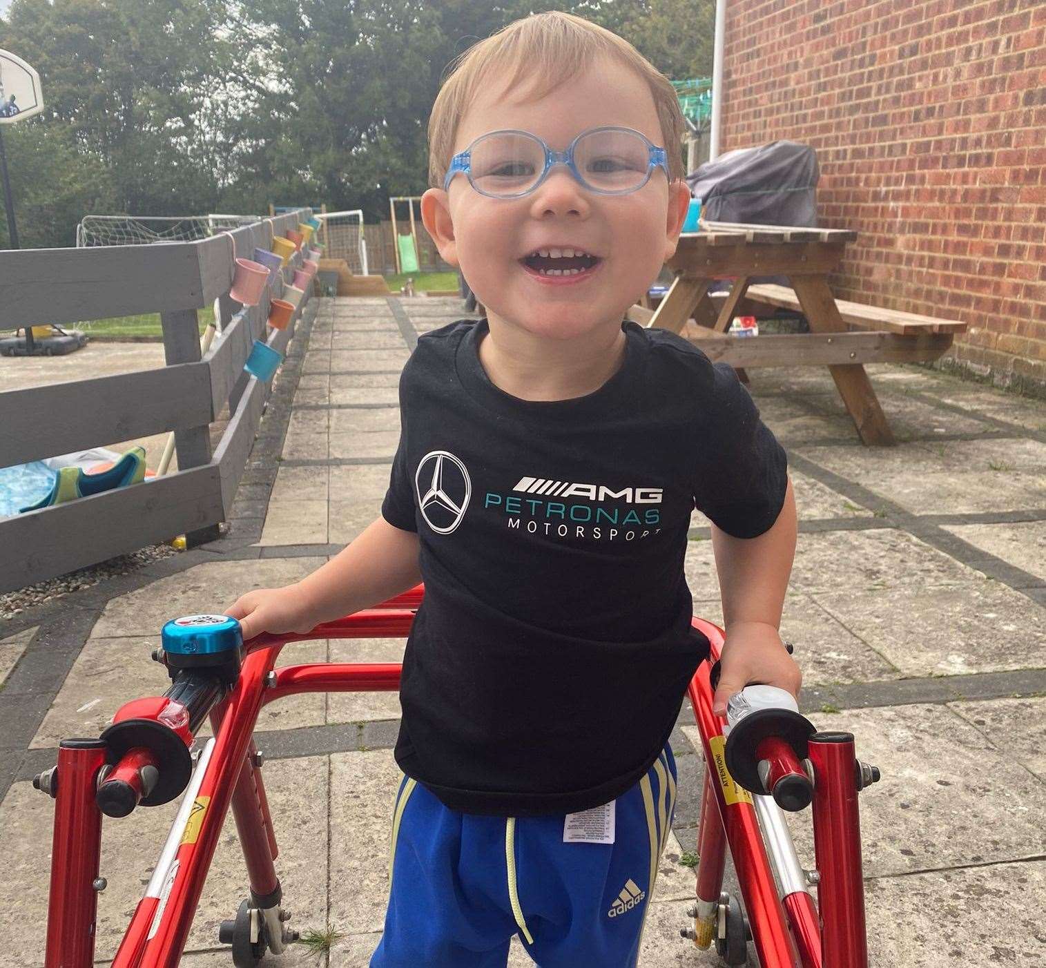 Teddy Baker, from Whitstable, was diagnosed with lower limb diplegia, which only affects his legs and impacts his ability to walk. Picture: Sarah Baker