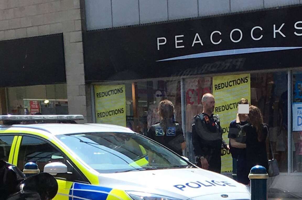 The scene outside Peacocks in Dover where a man was arrested on suspicion of drug dealing. Picture: David Joseph Wright.