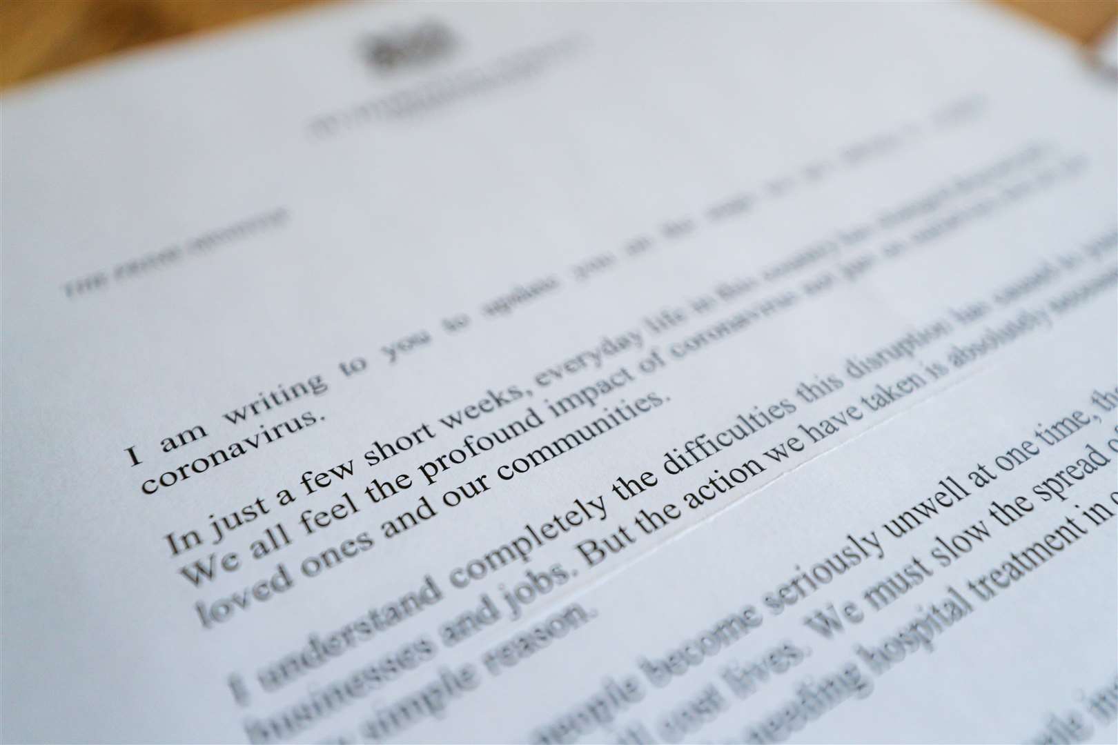 A letter from Prime Minster Boris Johnson to UK residents urging them to stay at home (Scott Wilson/PA)
