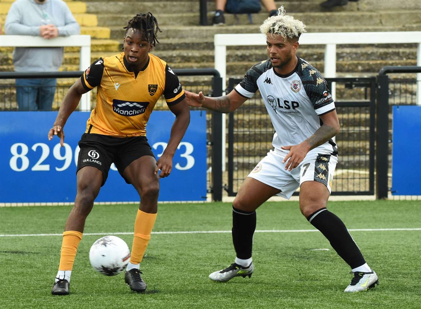 Maidstone's Raphe Brown on the ball during Tuesday's 2-1 pre-season defeat to Bromley Picture: Steve Terrell
