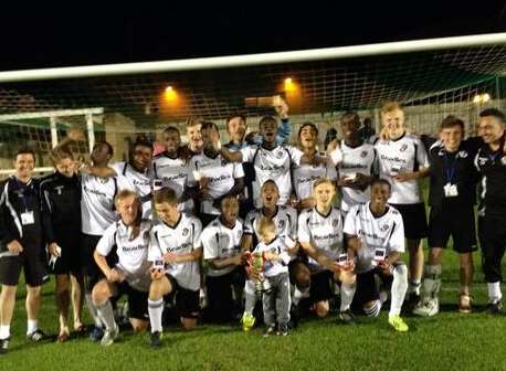 Dartford under-18s celebrate winning the John Ullmann Cup Picture: Kent Youth League