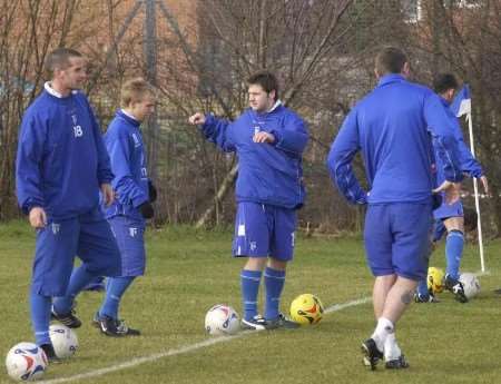 Black, centre, at a training session. Picture: BARRY CRAYFORD