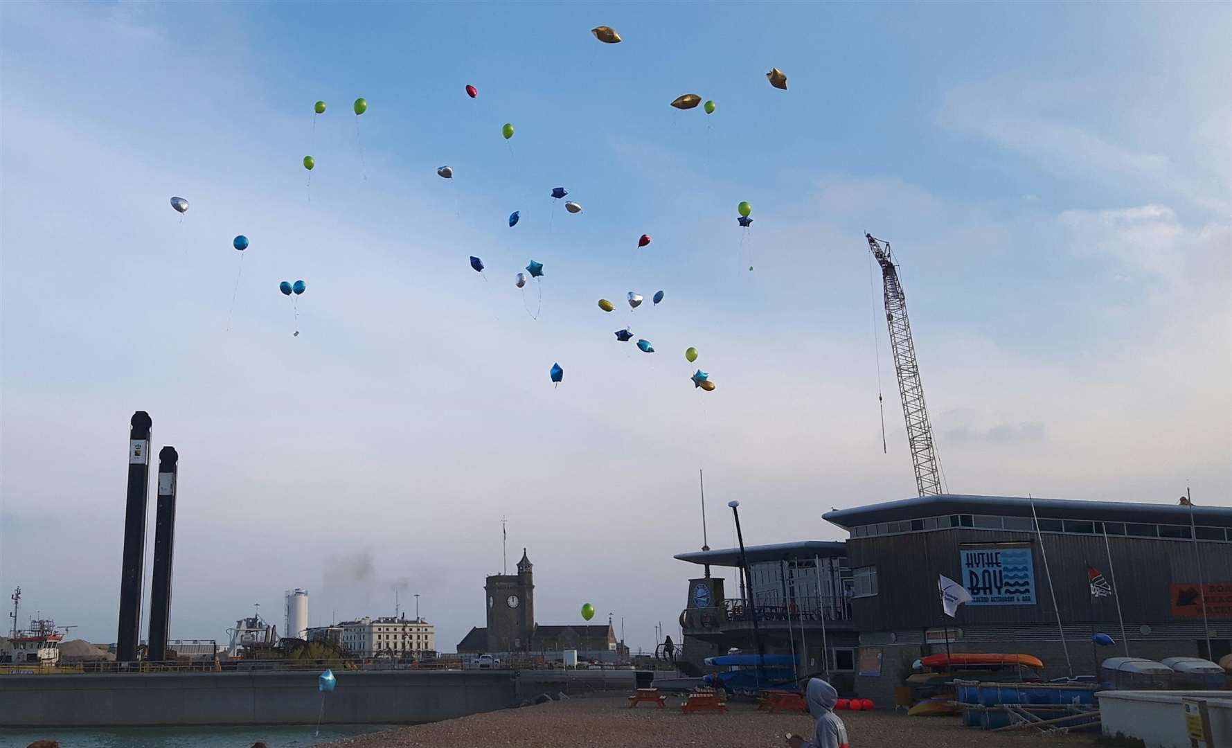 The balloons high in the air to commemorate Steven.