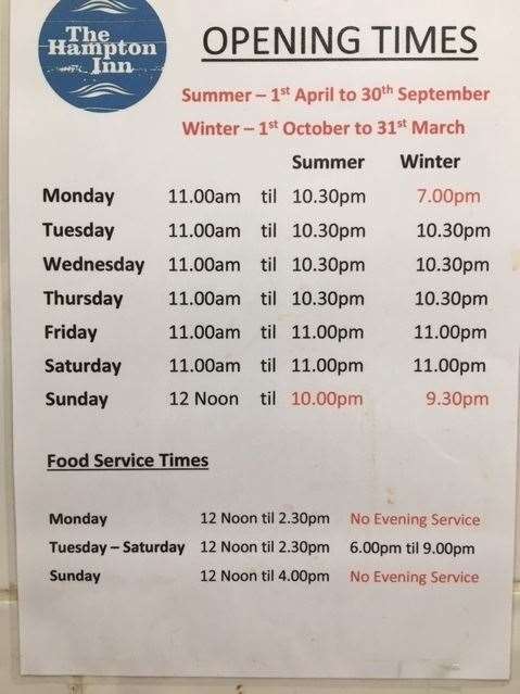The pub’s opening times have just changed, winter is officially upon us.