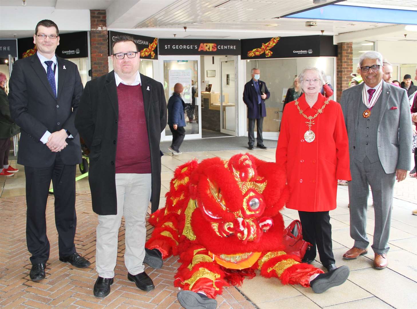 From left: Chief executive of the council Stuart Bobby, Cllr Shane Mochrie-Cox, Cllr Lyn Milner and deputy lord lieutenant of Kent Dr Bhargawa Vasudaven. Picture: Gravesham Borough Council