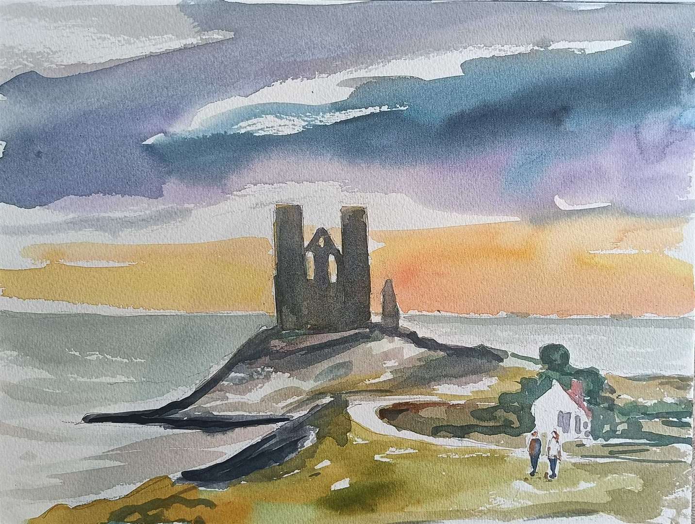 Reculver Towers painted by Timmy Mallett. Copyright Timmy Mallett www.mallettspallette.co.uk
