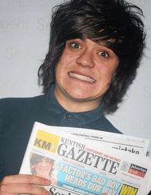 Frankie Cocozza poses with a copy of the Kentish Gazette