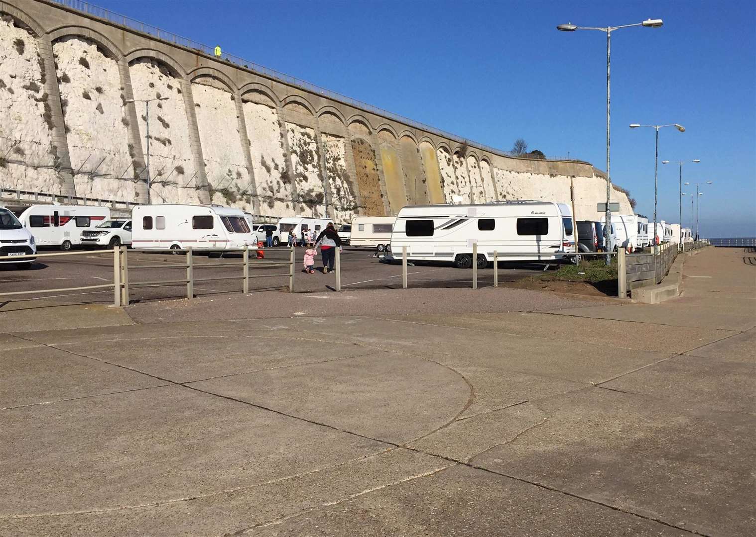 Travellers previously encamped next to Dreamland have moved from to the Marine Esplanade car park in Ramsgate