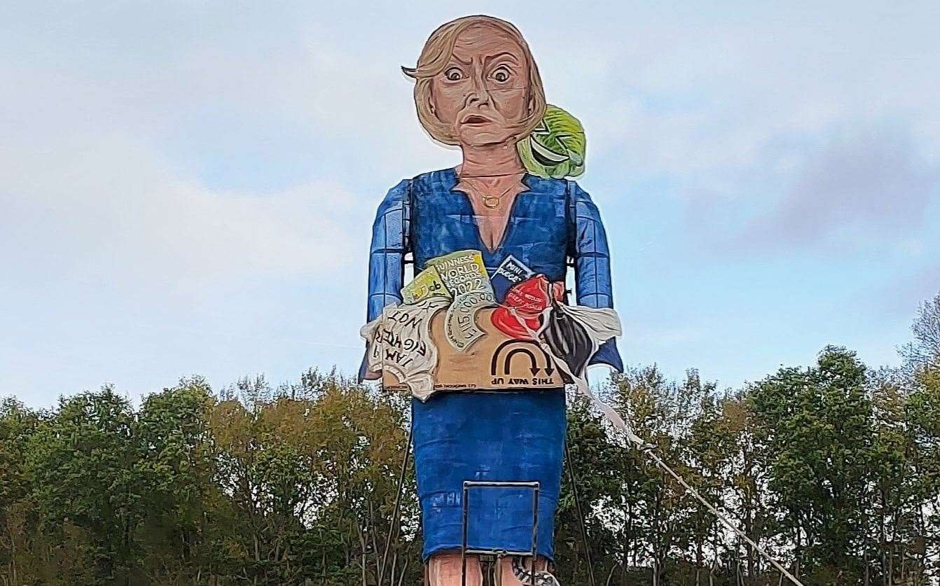 An effigy of Liz Truss was set alight this year. Picture: Facebook / Edenbridge Bonfire Society