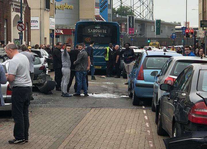 The 480 smashed into 25 cars in Dartford. Picture: Tony Brown