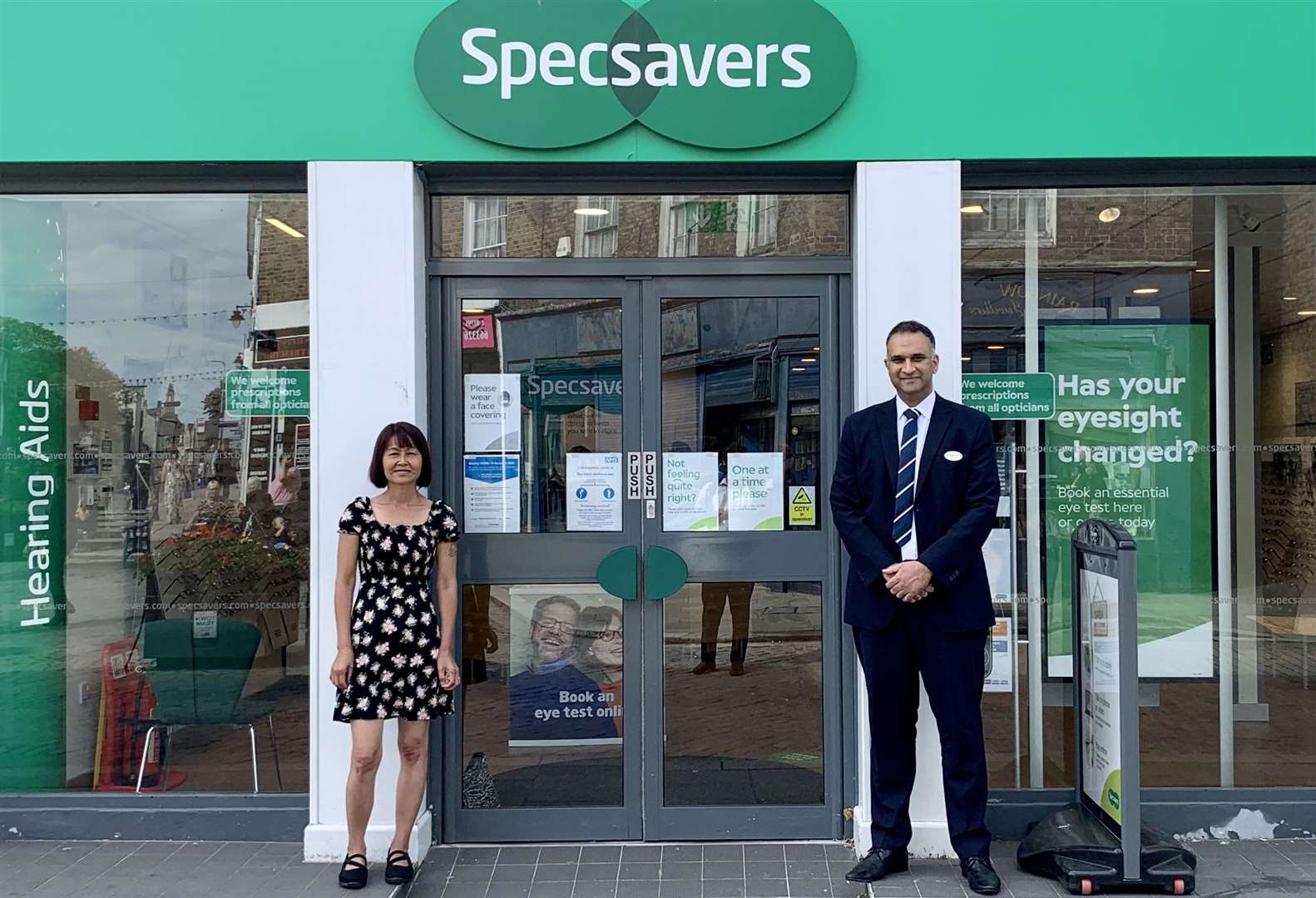 Koranee Upward and ophthalmic director Sharnpal Singh Bains. Picture: Specsavers