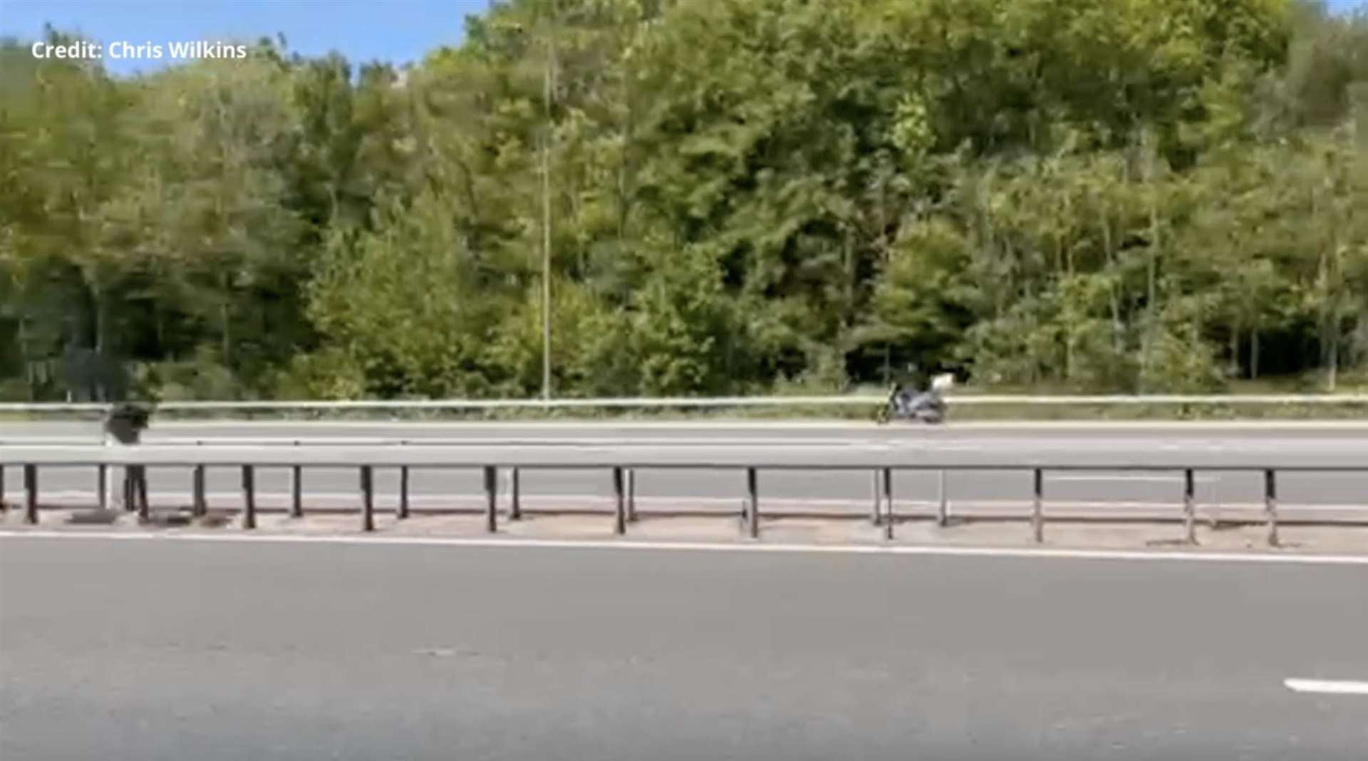 A reckless biker has been caught on camera driving the wrong way down the M20. Picture: Chris Wilkins