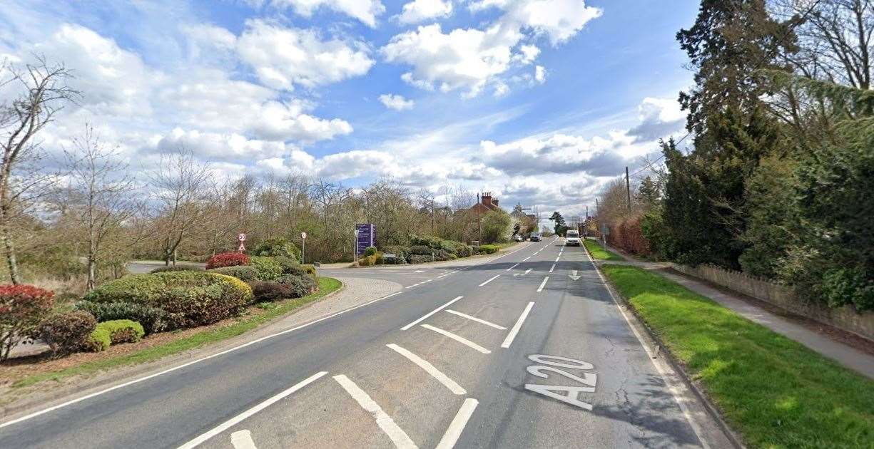 Police are seeking witnesses to a crash when a teenage girl was injured on the A20 at its junction with Hawley Drive, Ryarsh, West Malling. Picture: Google