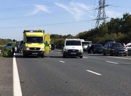 Emergency services at the scene. Picture: @kentpoliceroads.