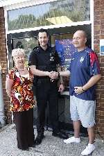 left to right, Head teacher Jan Perry, PC Chris Edwards and Steve Roome. Picture by Peter Still