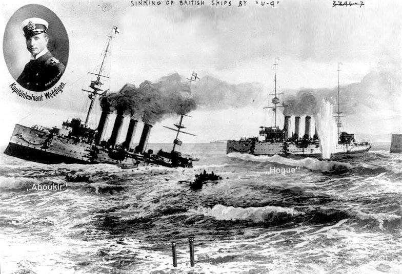 An impression of the downing of the three ships