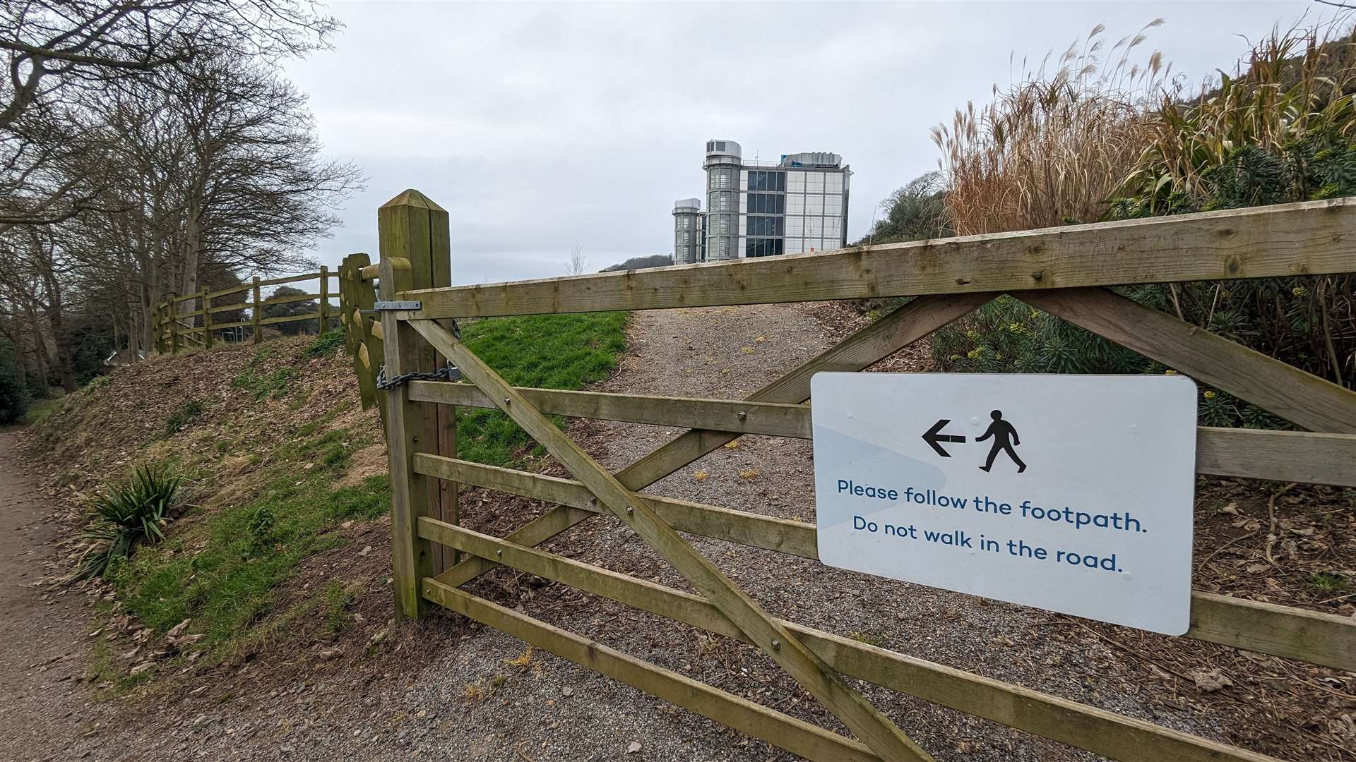 Signs guide visitors around Enbrook Park in Sandgate