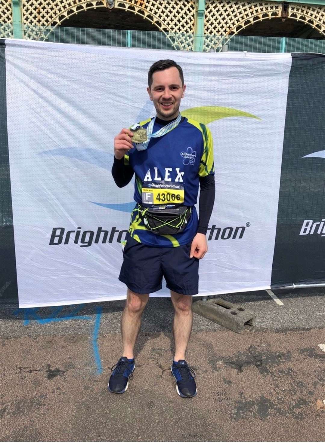 Alex Skinner after he completed the Brighton Marathon last year (42500551)