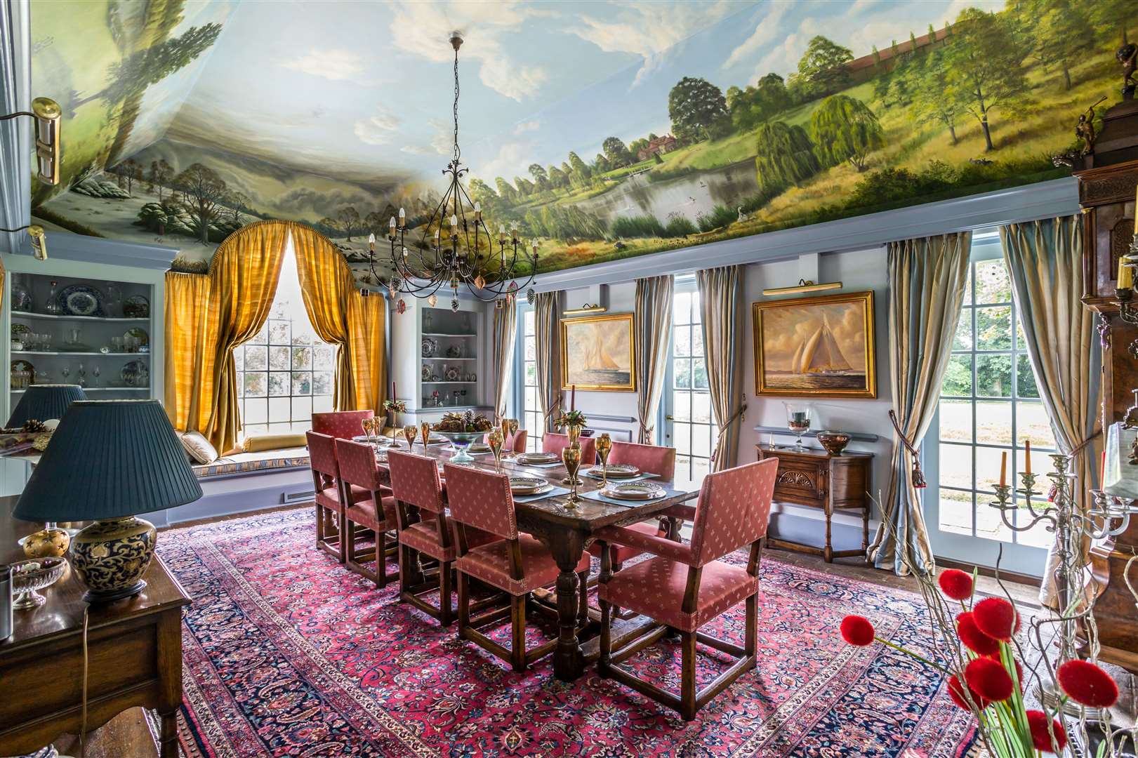 The formal dining room has a painted ceiling of The Moat Picture: Hamptons
