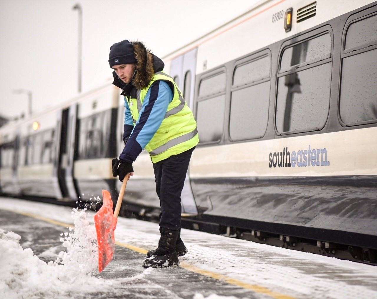Train services and flights were cancelled and roads closed when the storm hit
