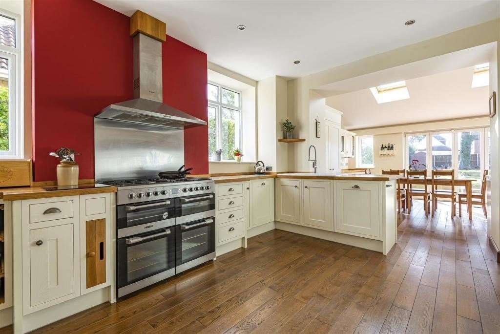 The fitted kitchen looks out onto the garden. Picture: Christopher Hodgson