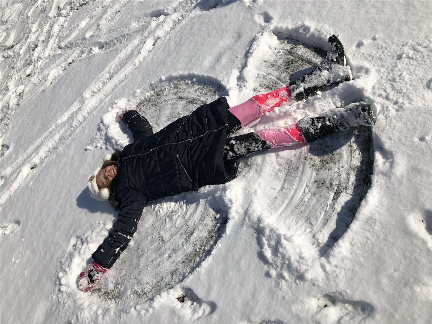 Tamsyn McArdle, 11, at Dartford Park, enjoying the snow from the Beast from the East. Picture: Amie McArdle