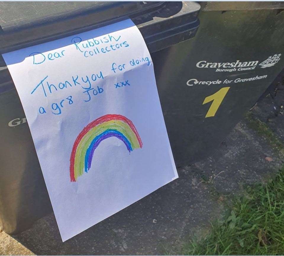 A rainbow left for the bin men in Gravesham