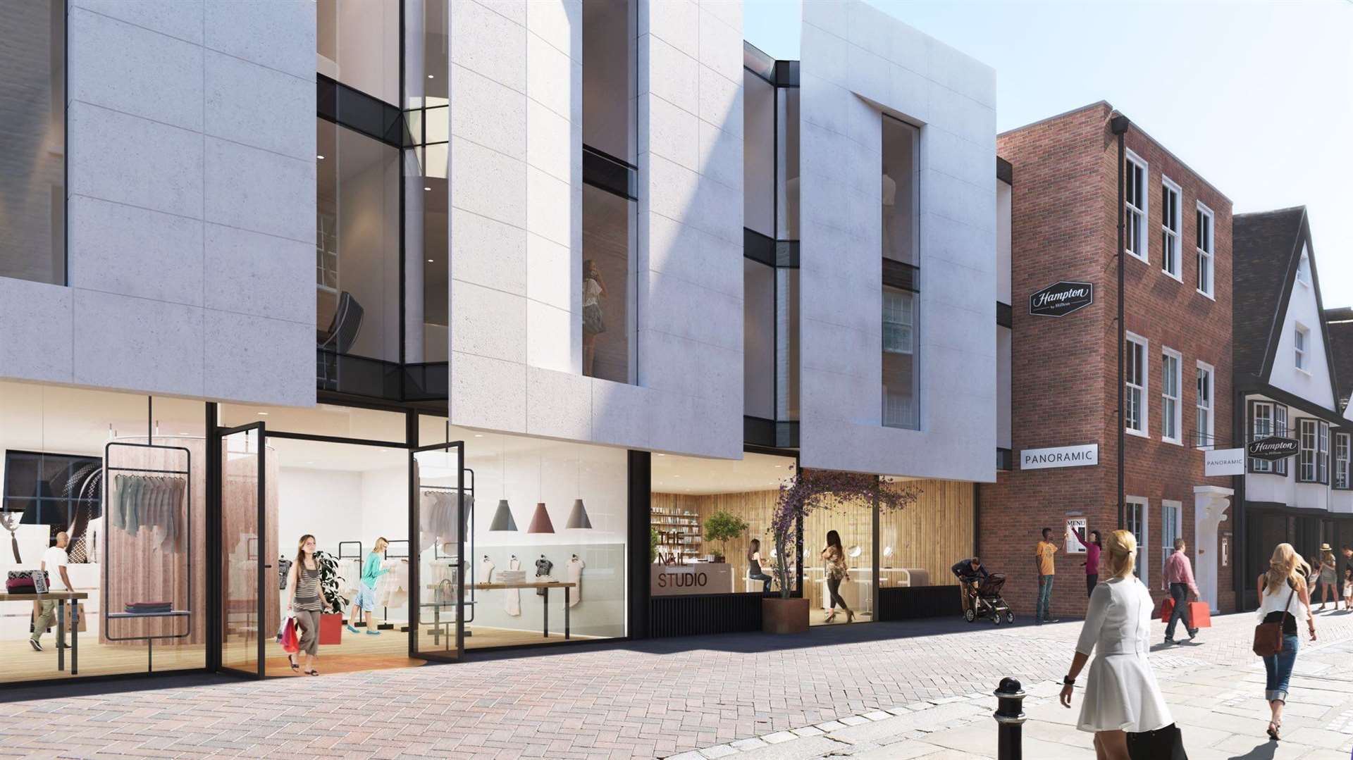 A new CGI of the under-construction hotel and the retail shops on the ground floor