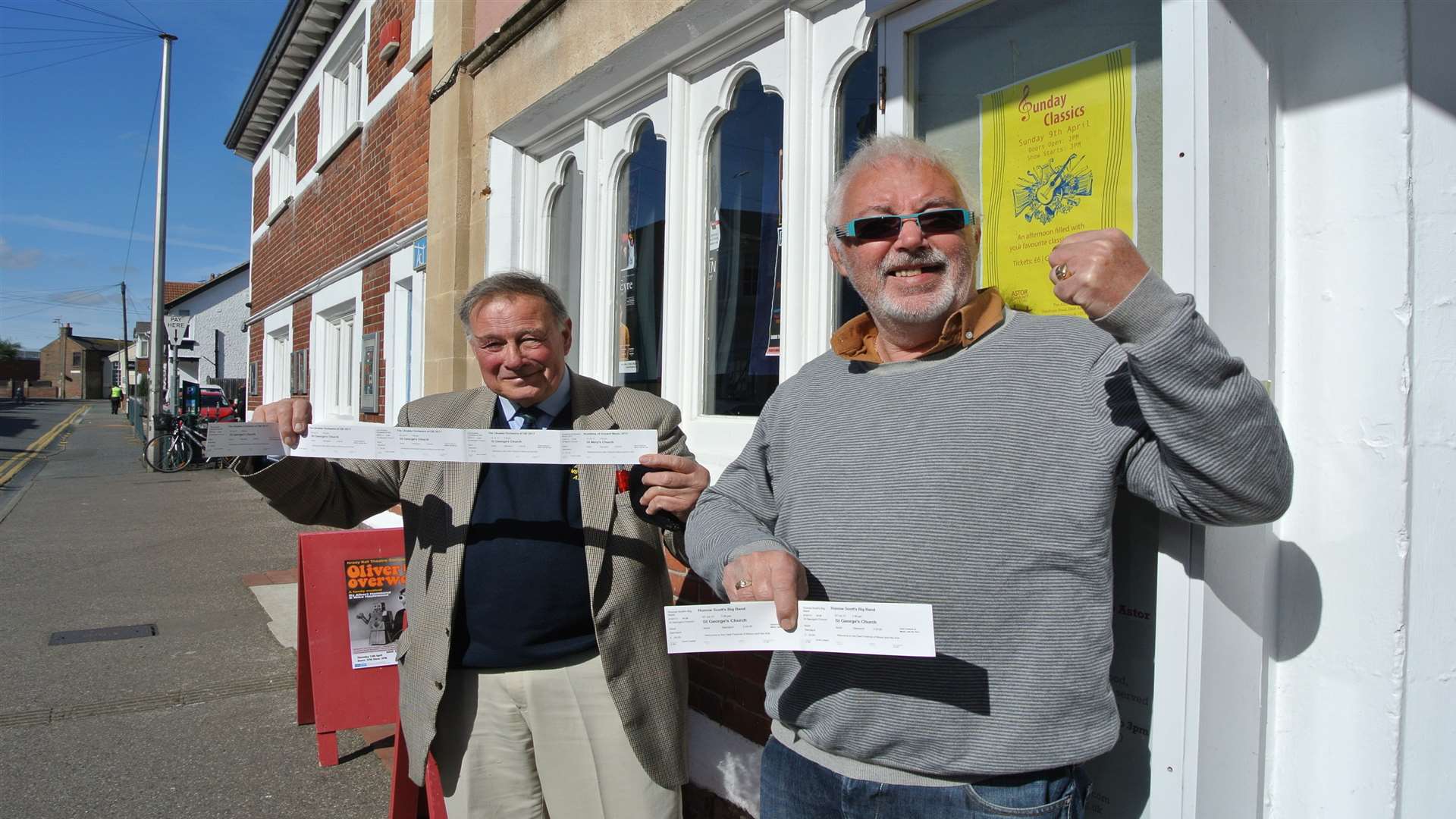 Tickets have gone on sale for the Deal Festival: Roger Hobbs (right)got tickets for the Ronnie Scott's Big Band and Freddy Kempf with the Wiener Kammersymphonie. Hugh Axton (left) got tickets for the Ukulele Orchestra of Great Britain