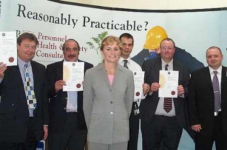 Nicola Cook, director of Personnel Health and Safety Consultants, with successful students. Picture: TREVOR STURGESS