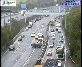 A car and lorry collided near Junction 5 of the M20. Image: National Highways