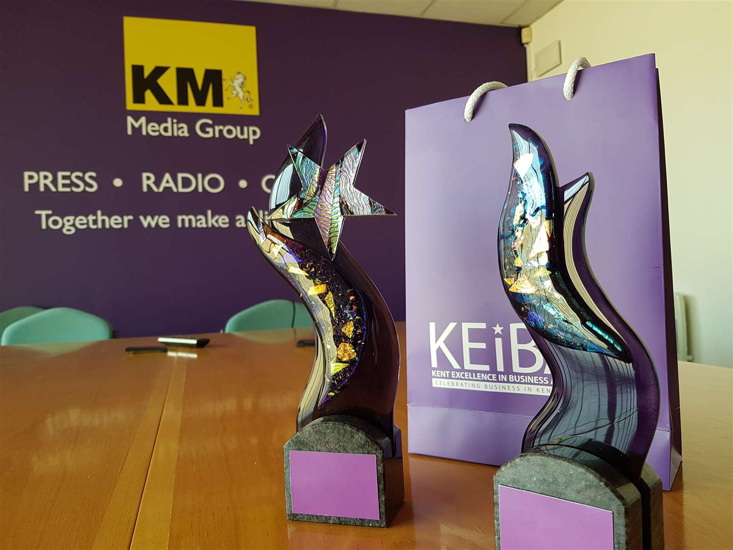 Winners took home the KEiBA 2018 trophy - the one with the star was awarded for outstanding contribution