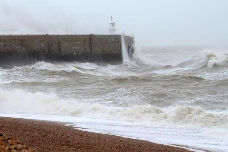 Gales hit the Folkestone seafront. Picture: Gary Browne