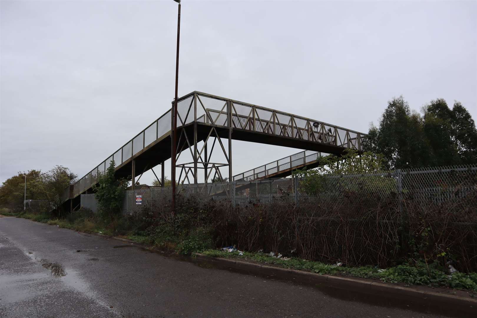 The pedestrian bridge across the railway line at West Minster on the Isle of Sheppey