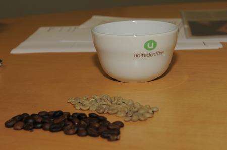 A sample of roasted and un-roasted coffee beans in Dartford