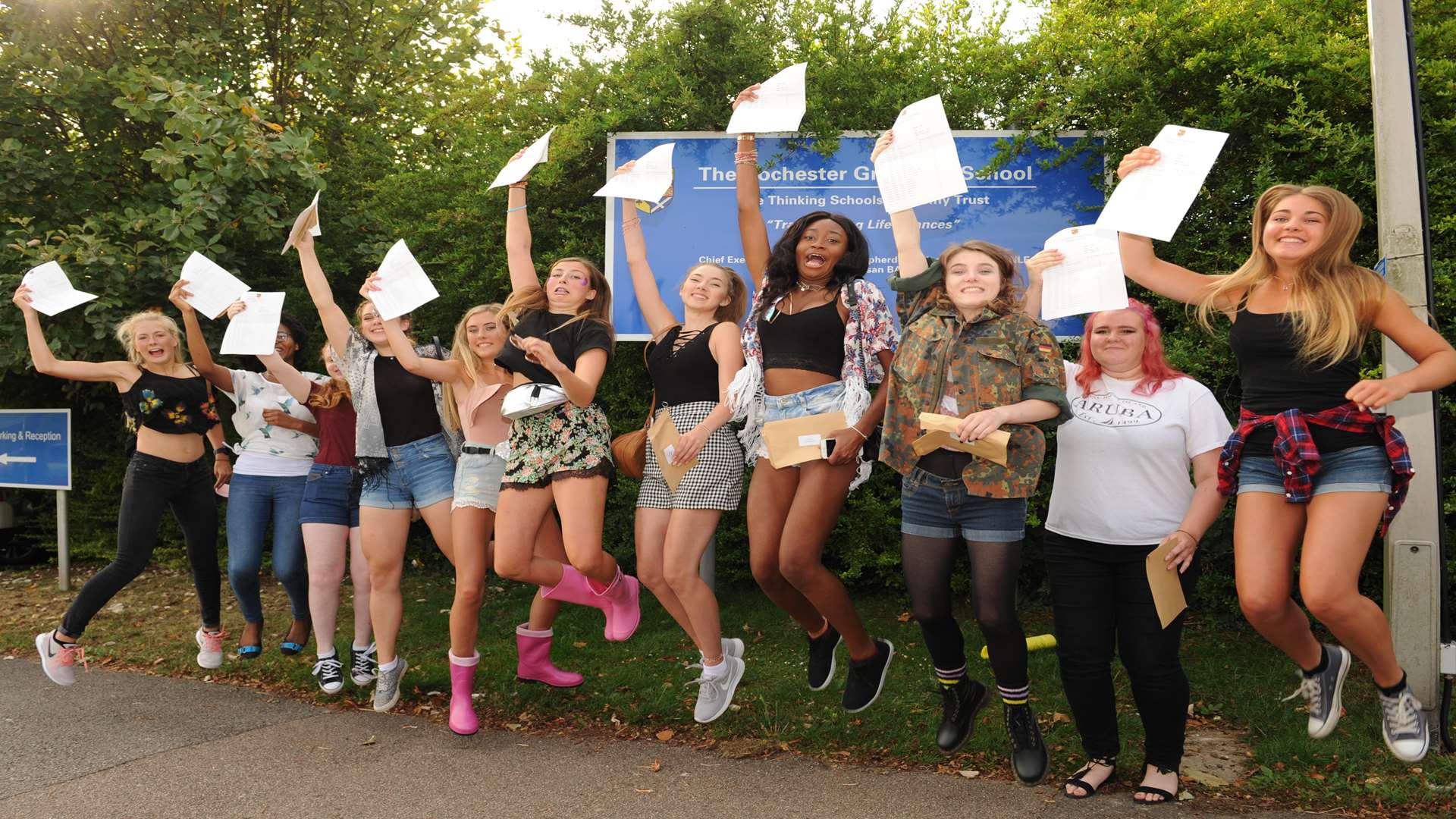 Rochester Grammar School girls were jumping for joy